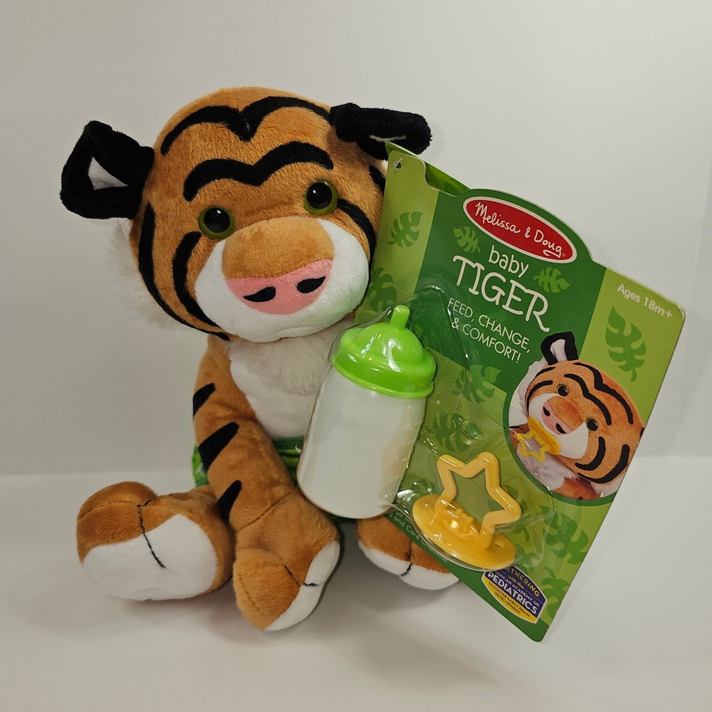 Melissa & Doug Baby Tiger Plush Snuggle & Care Stuffed Animal with Accessories